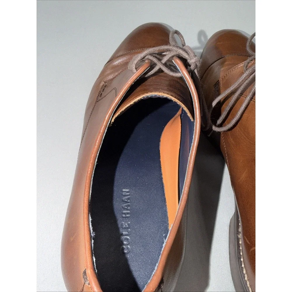 Cole Haan Lenox Hill Cap Toe Leather Brown Oxfords Size 14 Wide British Tan